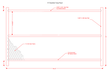 8' chain link temporary fence panel diagram with galvanized steel frame and 11.5 GA fabric. Ideal for construction and events.